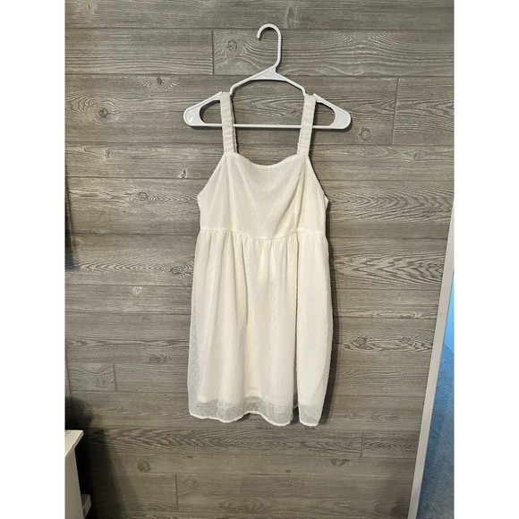 Andree by Unit Mini Dress Large Textured White Tank Babydoll Dress Women's NWT - Picture 1 of 7